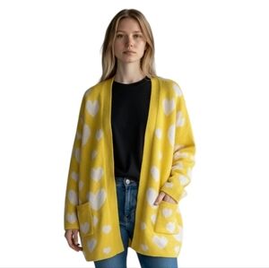 Anthropologie Butter Yellow Heart Cardigan